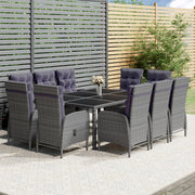 Tuinset poly rattan 11-delig grijs