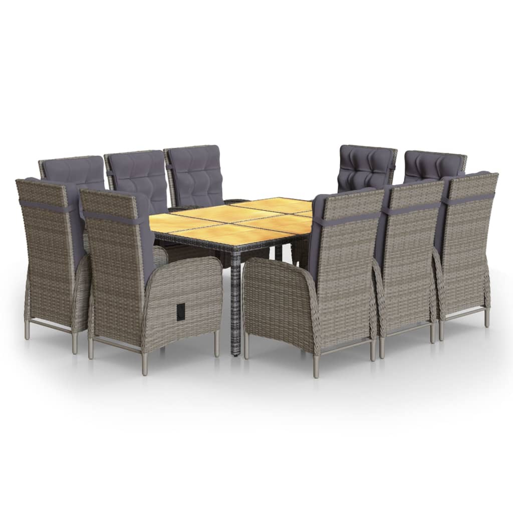 -Delige Tuinset Poly Rattan 200 cm tafellengte Grijs en bruin