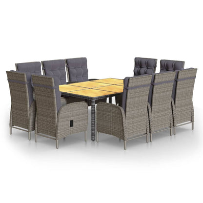 -Delige Tuinset Poly Rattan 200 cm tafellengte Grijs en bruin