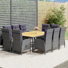 -Delige Tuinset Poly Rattan 200 cm tafellengte Grijs en bruin