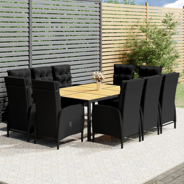 -Delige Tuinset Poly Rattan 200 cm tafellengte Zwart en bruin