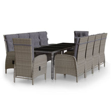 -Delige Tuinset Poly Rattan 250 cm tafellengte Grijs