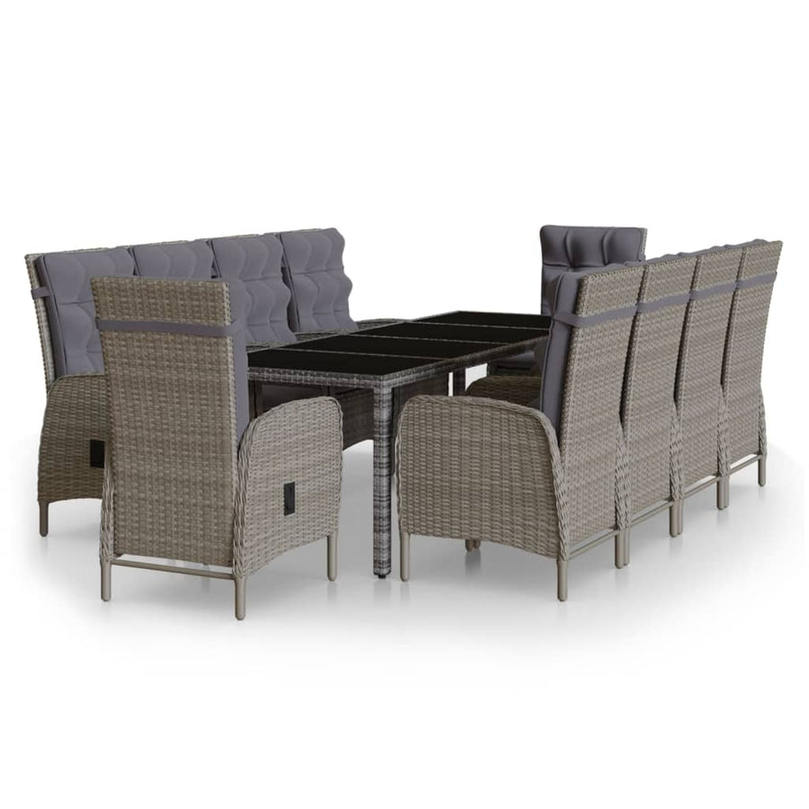 -Delige Tuinset Poly Rattan 250 cm tafellengte Grijs