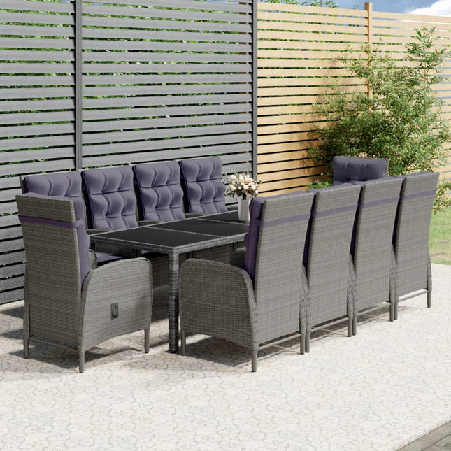 -Delige Tuinset Poly Rattan 250 cm tafellengte Grijs