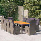 -Delige Tuinset Poly Rattan 250 cm tafellengte Grijs en bruin