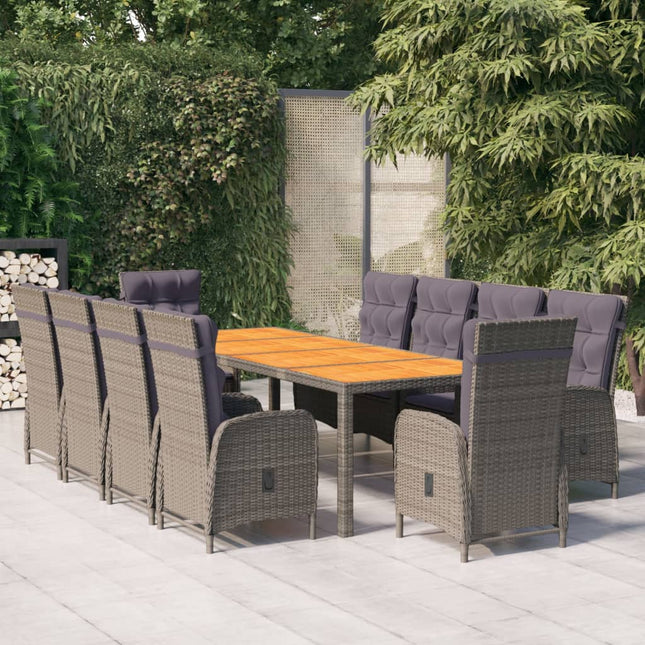 -Delige Tuinset Poly Rattan 250 cm tafellengte Grijs en bruin