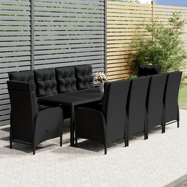 -Delige Tuinset Poly Rattan 250 cm tafellengte Zwart