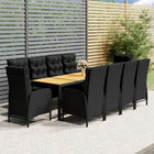 -Delige Tuinset Poly Rattan 250 cm tafellengte Zwart en bruin