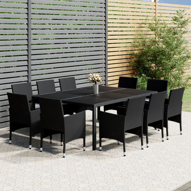 -Delige Tuinset Poly Rattan 200 cm tafellengte Zwart