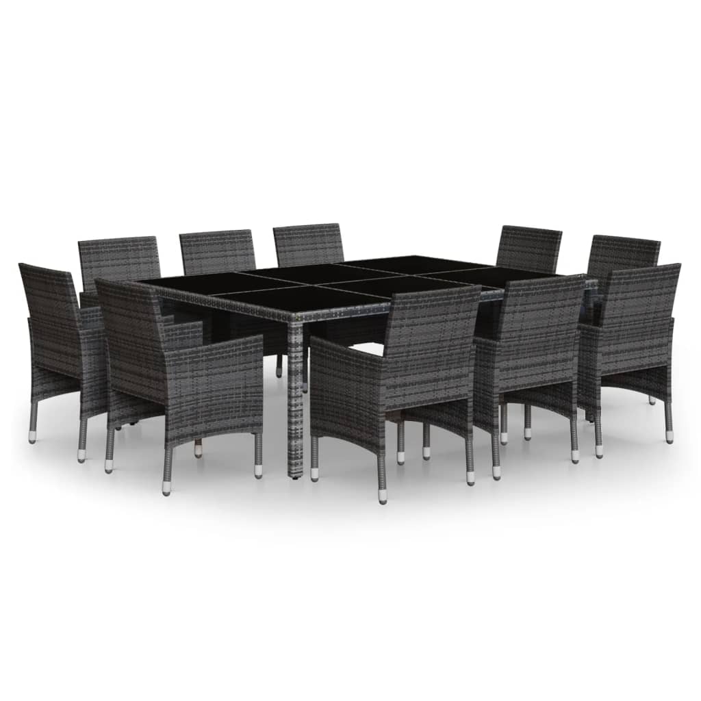 -Delige Tuinset Poly Rattan 200 cm tafellengte Grijs