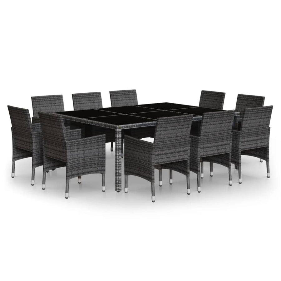 -Delige Tuinset Poly Rattan 200 cm tafellengte Grijs