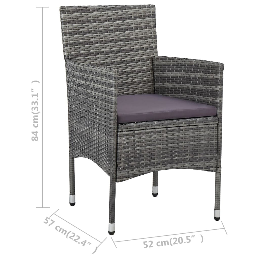 -Delige Tuinset Poly Rattan 200 cm tafellengte Grijs