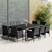 Tuinset 11-delig poly rattan grijs 200 cm