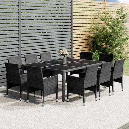 -Delige Tuinset Poly Rattan 200 cm tafellengte Grijs