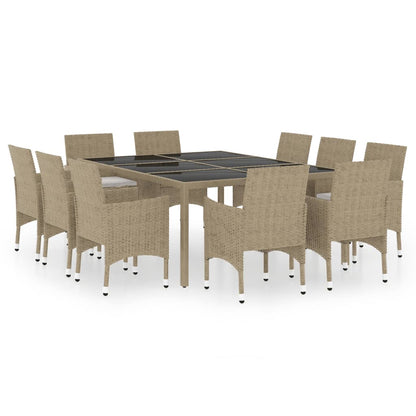 -Delige Tuinset Poly Rattan 200 cm tafellengte Beige