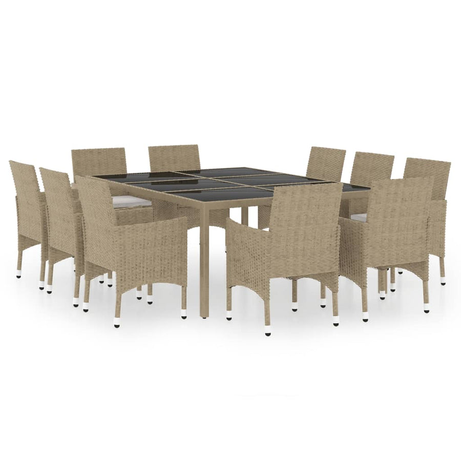 -Delige Tuinset Poly Rattan 200 cm tafellengte Beige