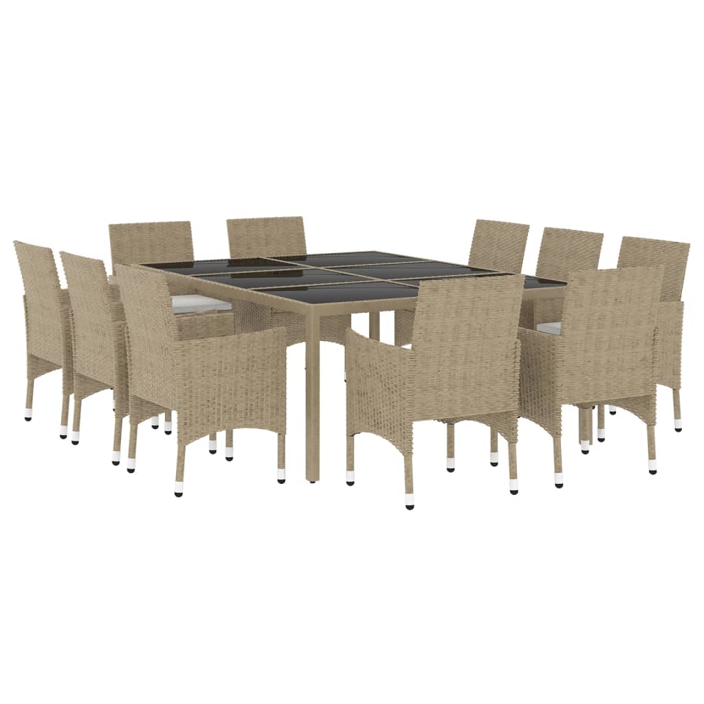 -Delige Tuinset Poly Rattan 200 cm tafellengte Beige