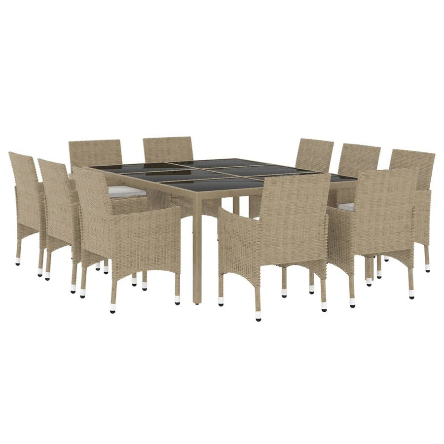 -Delige Tuinset Poly Rattan 200 cm tafellengte Beige