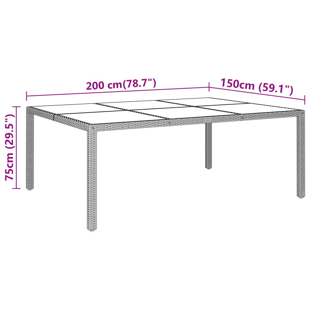-Delige Tuinset Poly Rattan 200 cm tafellengte Beige