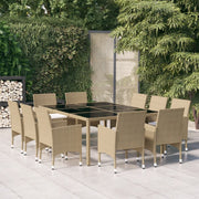 Tuinset poly rattan 11-delig beige 200x150x75 cm
