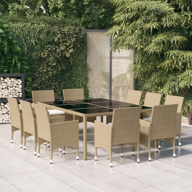 -Delige Tuinset Poly Rattan 200 cm tafellengte Beige