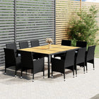 -Delige Tuinset Poly Rattan 200 cm tafellengte Zwart en bruin