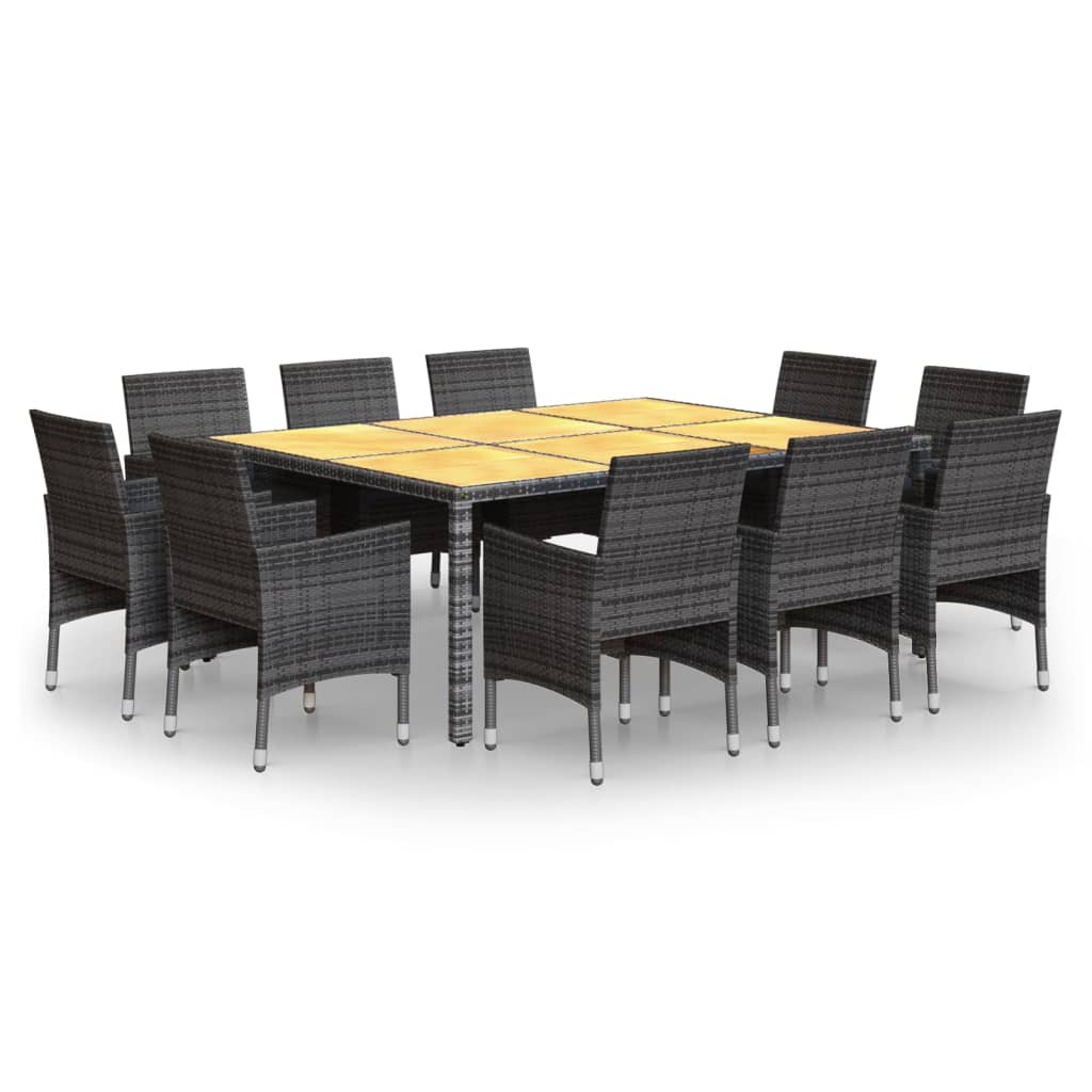 -Delige Tuinset Poly Rattan 200 cm tafellengte Grijs en bruin