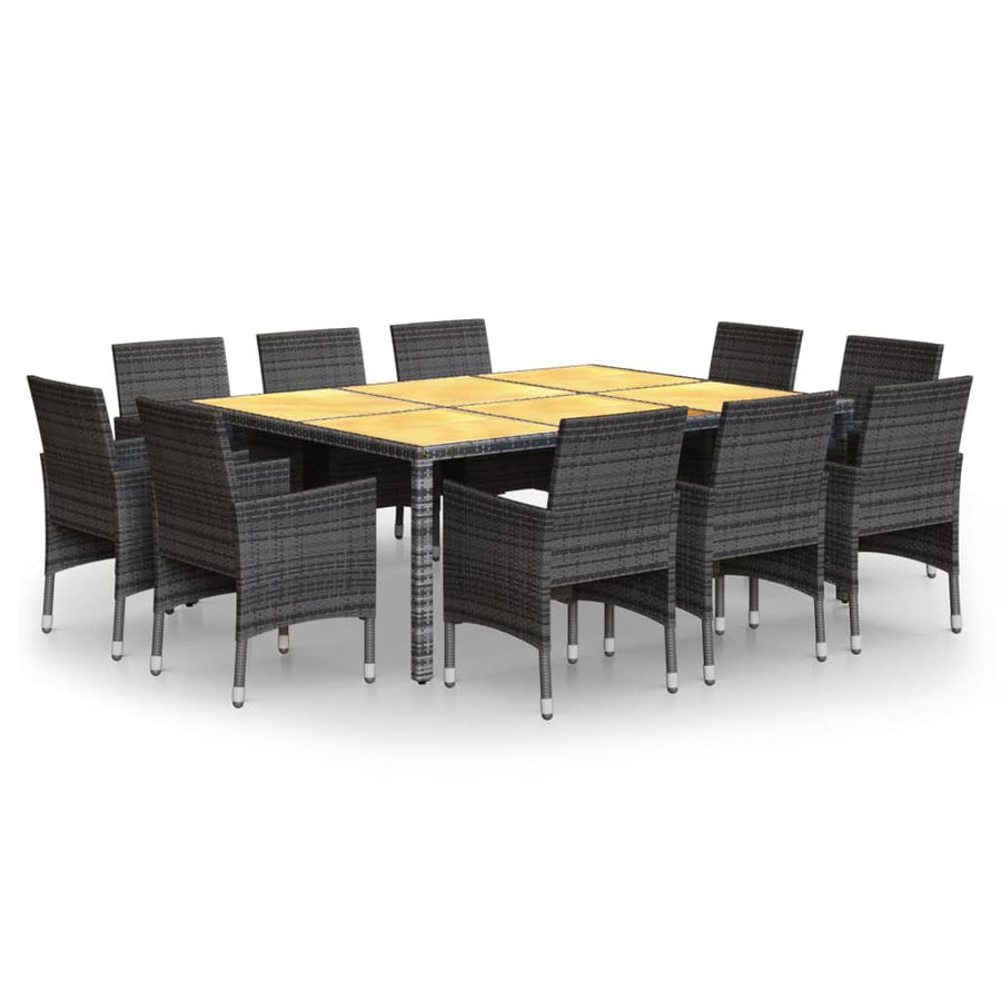 -Delige Tuinset Poly Rattan 200 cm tafellengte Grijs en bruin