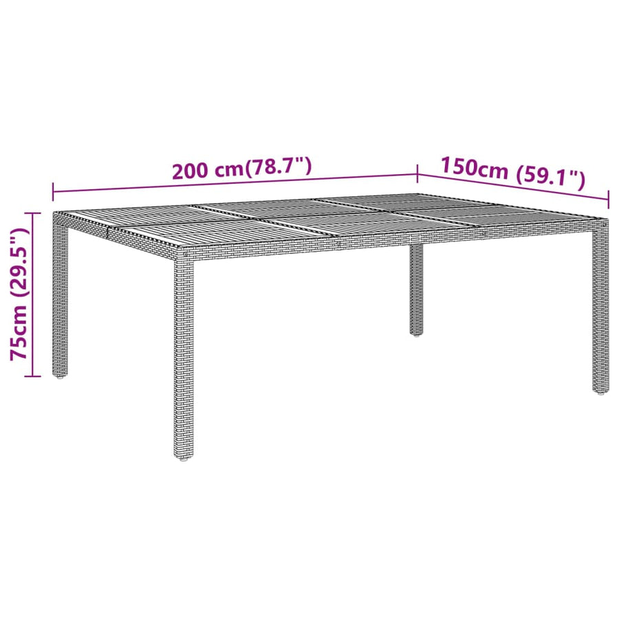 -Delige Tuinset Poly Rattan 200 cm tafellengte Grijs en bruin