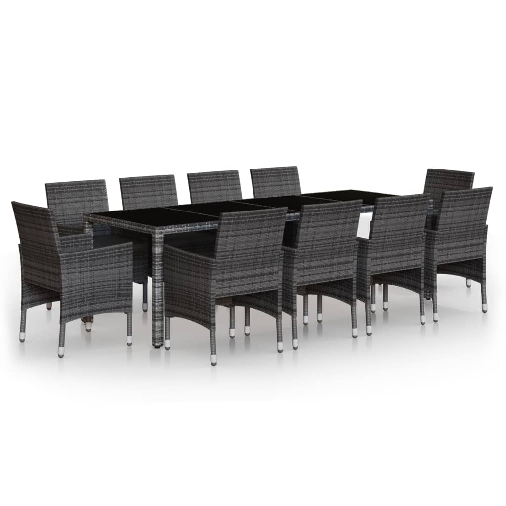 -Delige Tuinset Poly Rattan 250 cm tafellengte Grijs