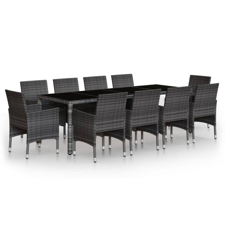 -Delige Tuinset Poly Rattan 250 cm tafellengte Grijs