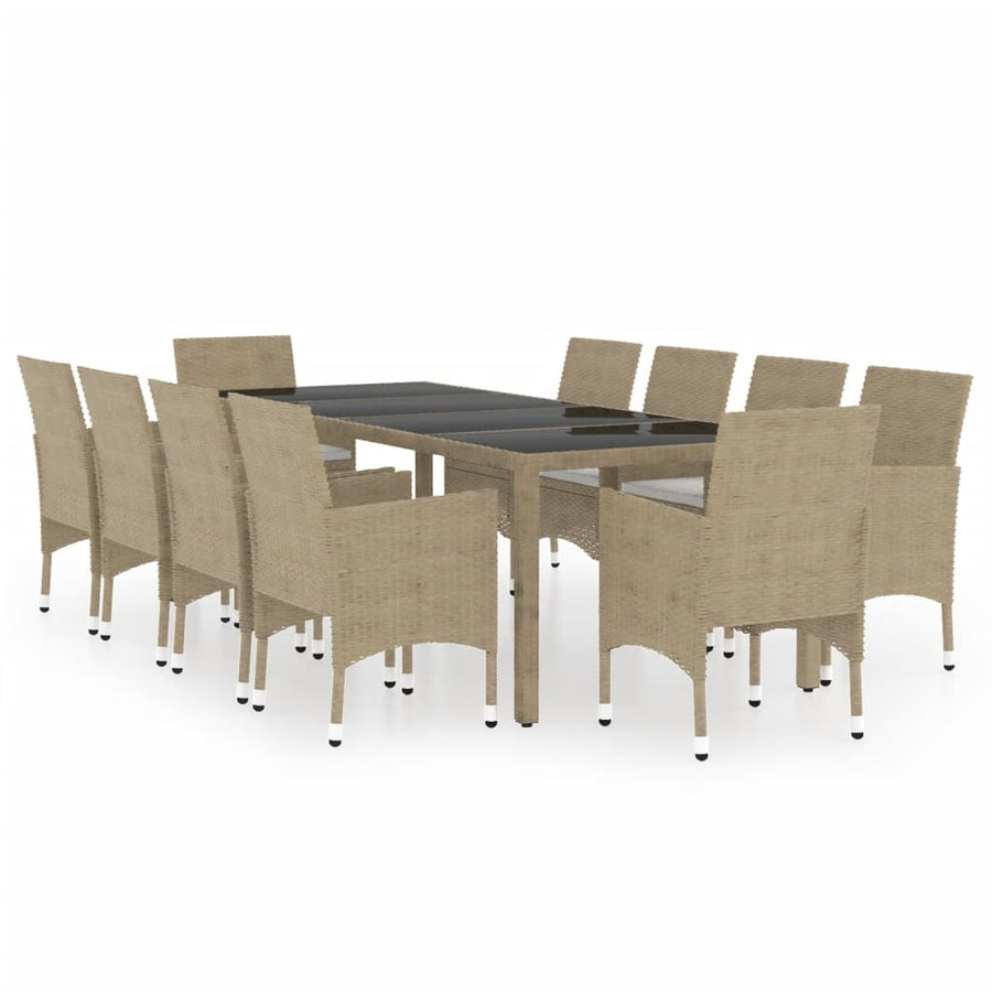 -Delige Tuinset Poly Rattan 250 cm tafellengte Beige