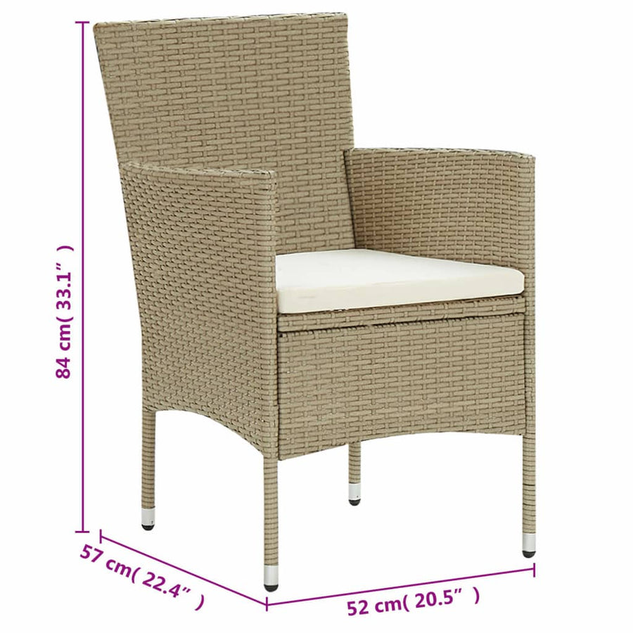 -Delige Tuinset Poly Rattan 250 cm tafellengte Beige