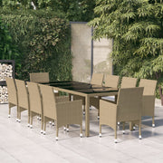 Tuinset 11-delig poly rattan beige 250 cm tafel
