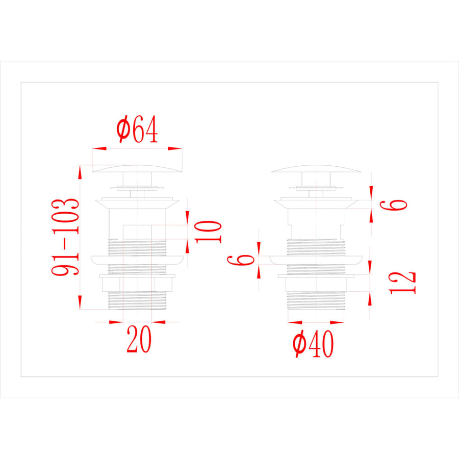 Afvoer Pop-Up Met Overloop 6,4X6,4X9,1 Cm Kleurig Zilver Met overloopfunctie
