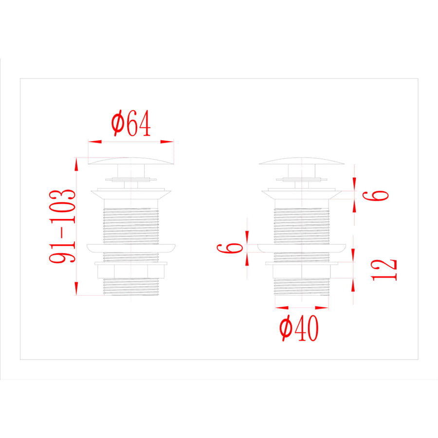Afvoer Pop-Up Zonder Overloop 6,4X6,4X9,1 Cm Kleurig Chroom Zonder overloopfunctie
