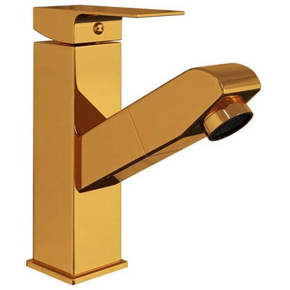 Wastafelkraan met uittrekfunctie 157x172 mm goudkleurig Goud