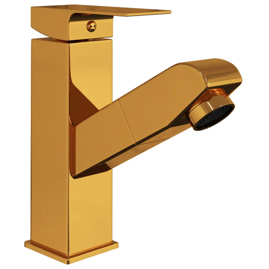 Wastafelkraan met uittrekfunctie 157x172 mm goudkleurig Goud