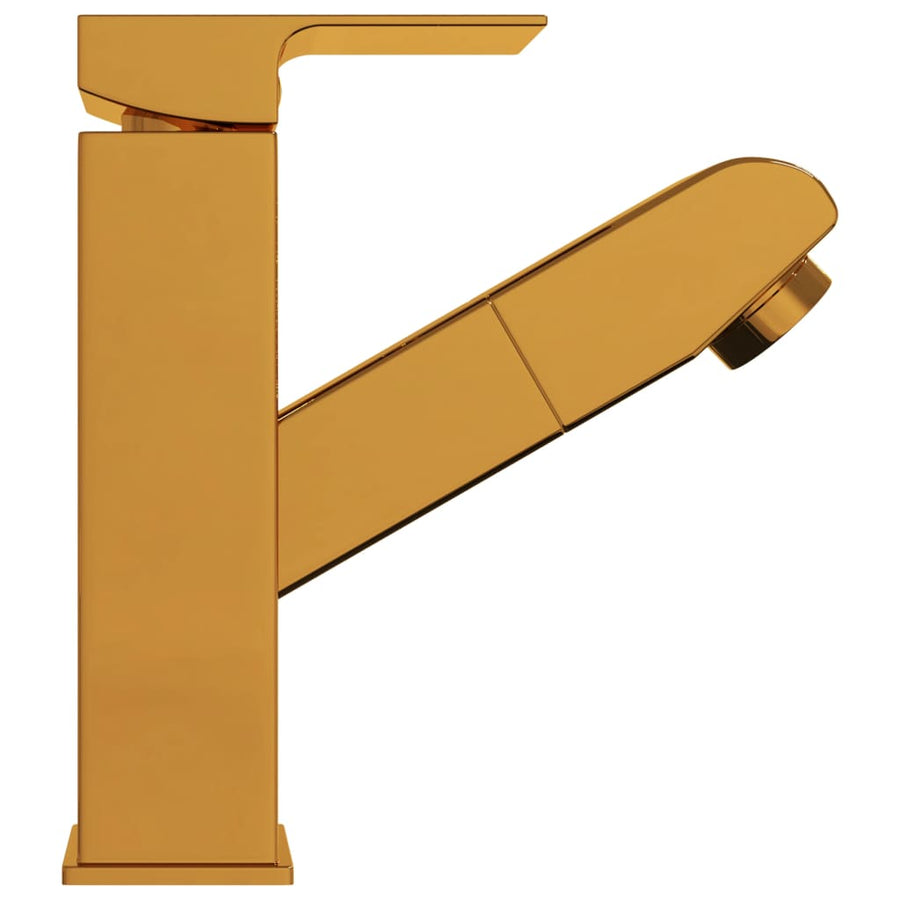 Wastafelkraan met uittrekfunctie 157x172 mm goudkleurig Goud