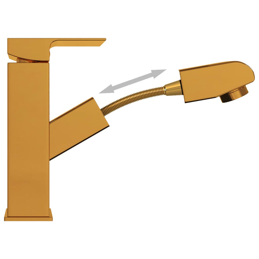 Wastafelkraan met uittrekfunctie 157x172 mm goudkleurig Goud