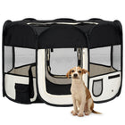 Foldable dog pen with carry bag 110x110x58 cm black
