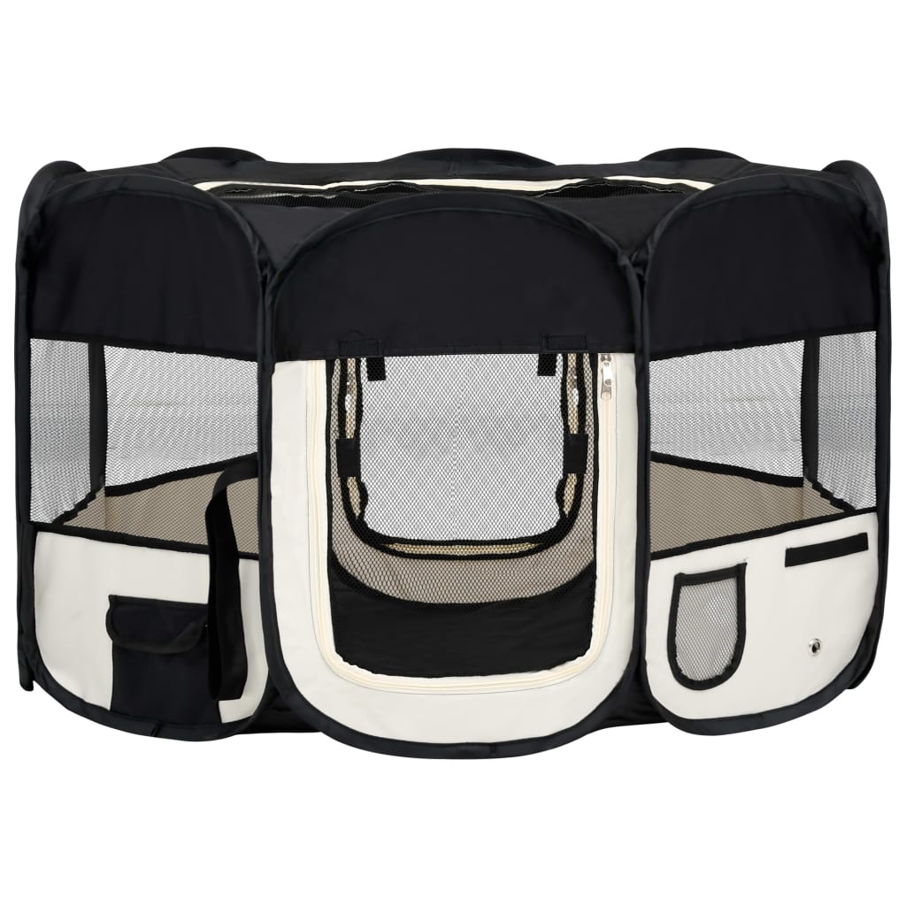 Hondenren inklapbaar met draagtas 125x125x61 cm zwart 125 x 125 x 61 cm Zwart