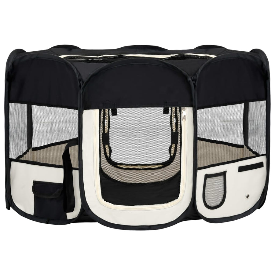 Hondenren inklapbaar met draagtas 125x125x61 cm zwart 125 x 125 x 61 cm Zwart