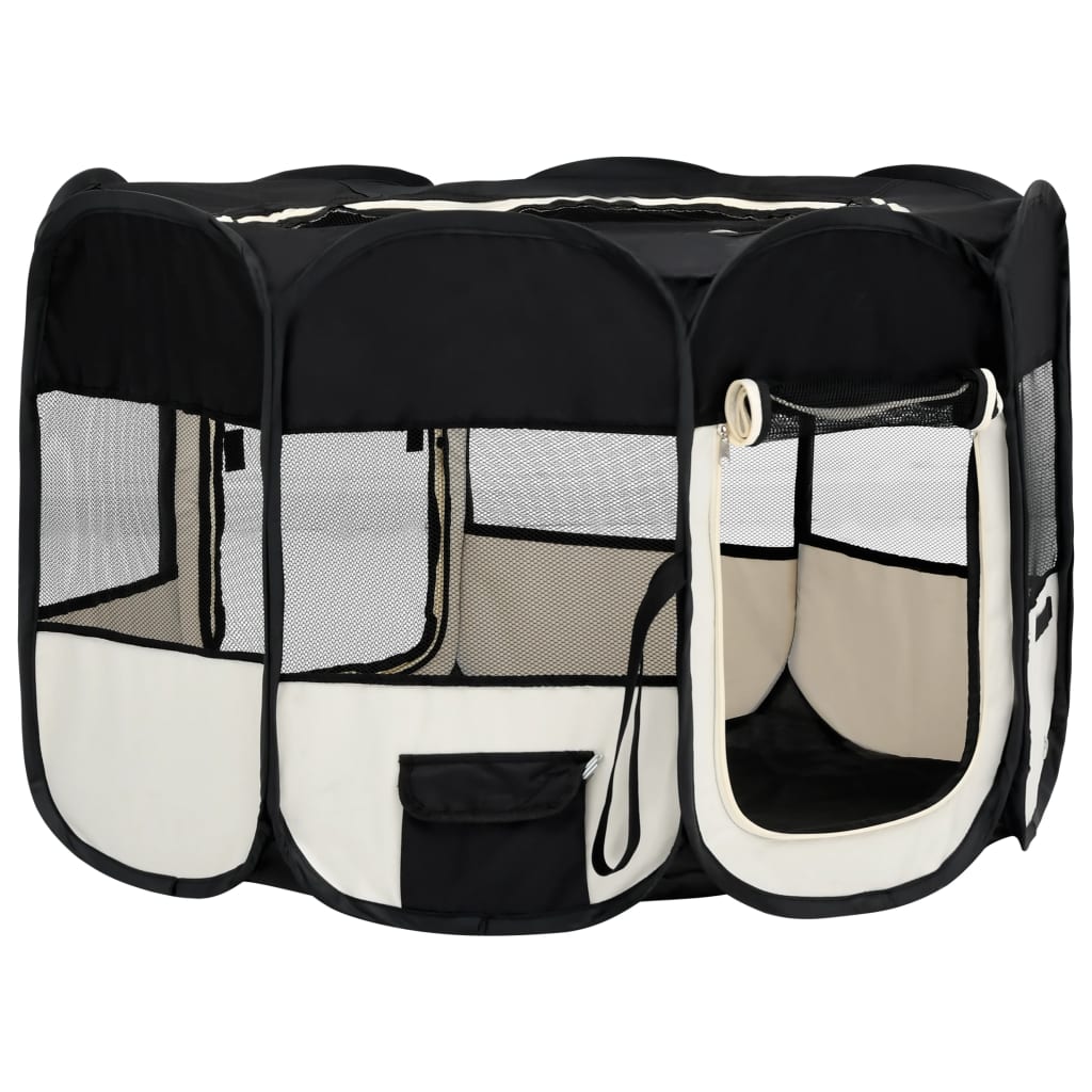 Hondenren inklapbaar met draagtas 125x125x61 cm zwart 125 x 125 x 61 cm Zwart