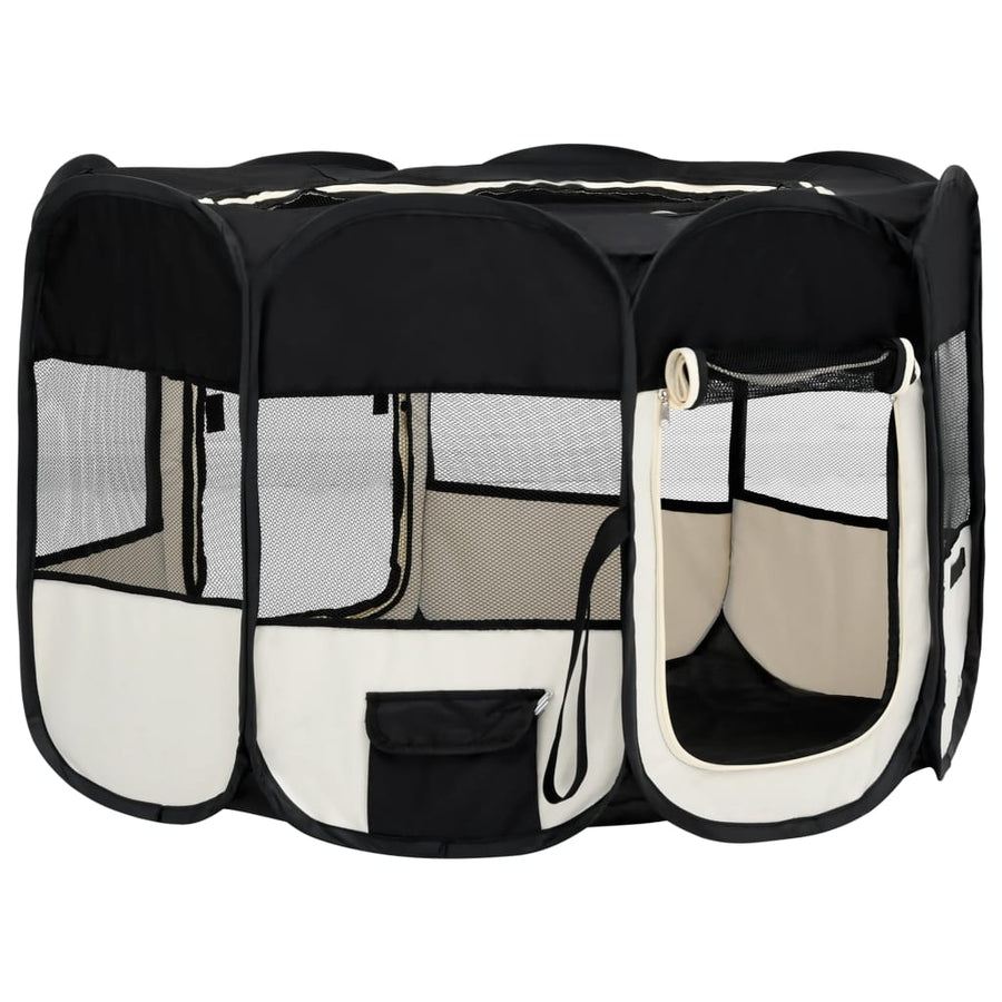 Hondenren inklapbaar met draagtas 125x125x61 cm zwart 125 x 125 x 61 cm Zwart