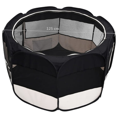 Hondenren inklapbaar met draagtas 125x125x61 cm zwart 125 x 125 x 61 cm Zwart