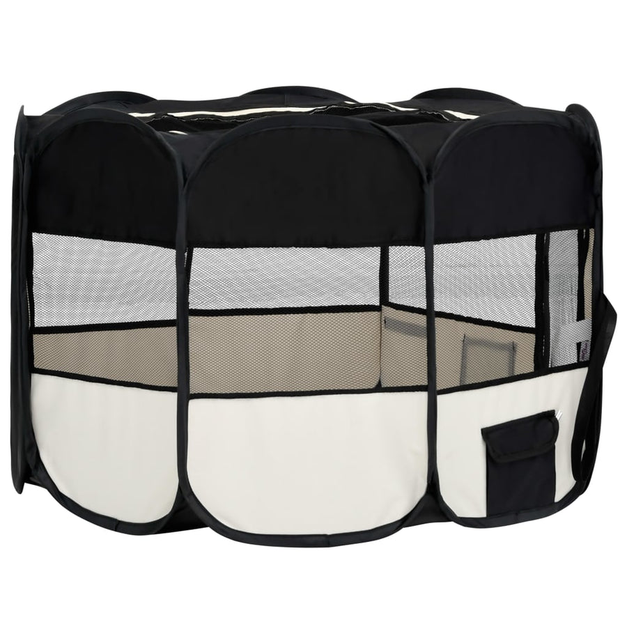 Hondenren inklapbaar met draagtas 125x125x61 cm zwart 125 x 125 x 61 cm Zwart