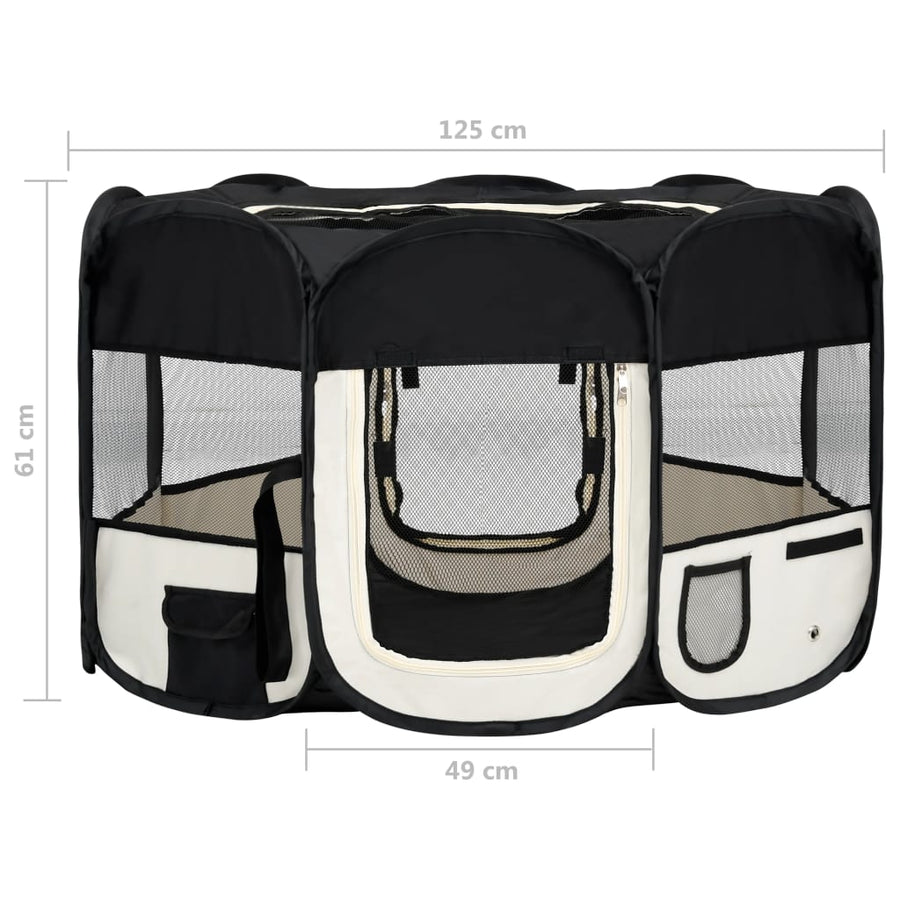 Hondenren inklapbaar met draagtas 125x125x61 cm zwart 125 x 125 x 61 cm Zwart
