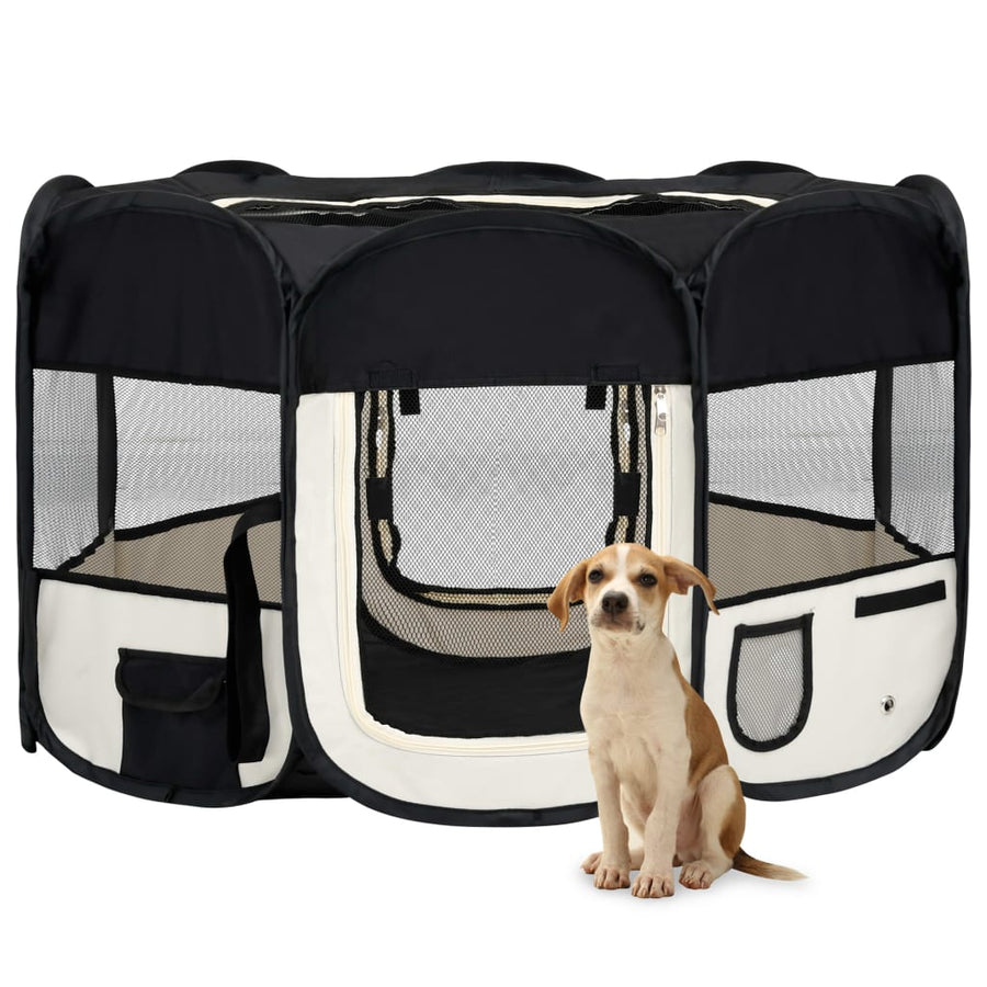 Hondenren inklapbaar met draagtas 125x125x61 cm zwart 125 x 125 x 61 cm Zwart
