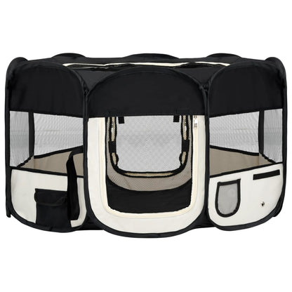 Hondenren inklapbaar met draagtas 145x145x61 cm zwart 145 x 145 x 61 cm Zwart